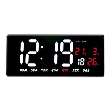 Imagem de Relógio Parede Digital Led Grande Termômetro Calendário Data e Alarme (Branca)