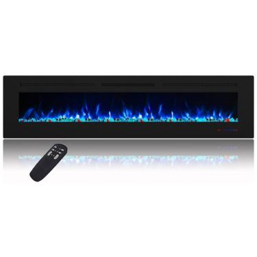 Imagem de Lareira Elétrica de Embutir A40x182L com Controle Remoto e Temporizador, 110V, Masarflame, Preta