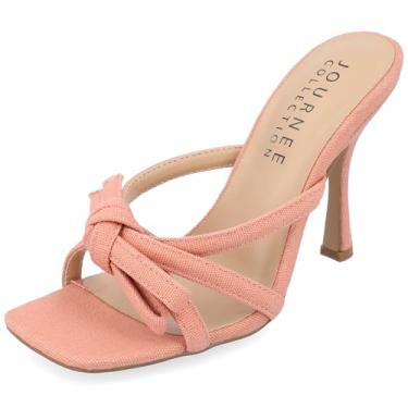 Imagem de Journee Collection Womens Cilicia Slip On Multi Strap Open Toe Pumps Rose 8.5 Medium Womens US