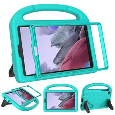 Imagem de SUPLIK Capa infantil para tablet Samsung Galaxy Tab A9 22.1 cm 2023 / Tab A7 Lite 2021 22.1 cm, integrada com protetor de tela, capa protetora durável à prova de choque leve com suporte, ciano