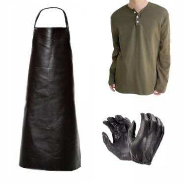 Imagem de Foyacos Fantasia masculina adulto verde avental preto com luvas Fullset, Balck, PP