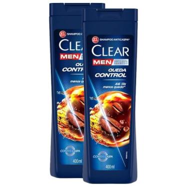 Imagem de Kit 2 Shampoos Clear Men Anticaspa Queda Control 400ml