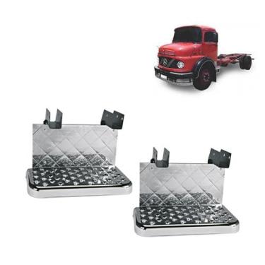 Imagem de Par Estribo Escada Lateral p Mercedes-Benz 1113/1114 Cromado - Fabbof