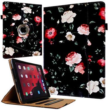 Imagem de JYtrend Capa para iPad 9,7 (2018) 6ª/(2017) 5ª geração, iPad Air 1 (2013)/Air 2 (2014), suporte giratório de visualização multiângulo 360 com suporte para bolso/caneta, despertar/hibernar