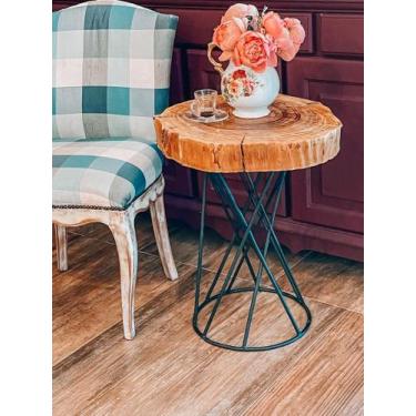 Imagem de Mesa apoio foreste madeira e ferro trançado m - Manes House