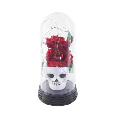 Imagem de Luminária Caveira Cúpula Frio Dia Das Bruxas Rosa Vermelha - Amor Lind