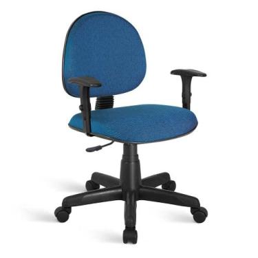 Imagem de Cadeira Executiva Giratória Braços Tecido Azul Com preto - Shopcadeira