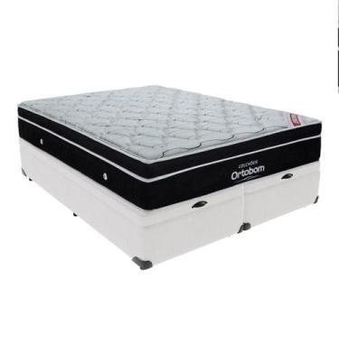 Imagem de Elegant Colchão Ortobom Base Baú Branco King Molas Ensacadas