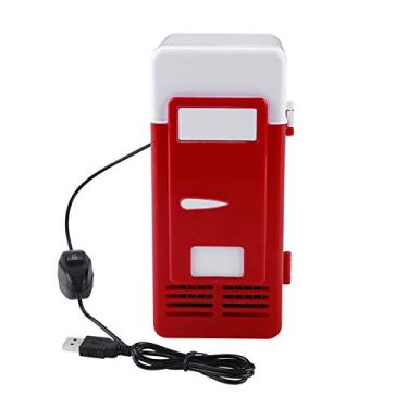 Imagem de shenruifa Mini geladeira USB de LED, portátil, USB, geladeira, bebidas, latas de bebidas, geladeira e aquecedor (vermelho)