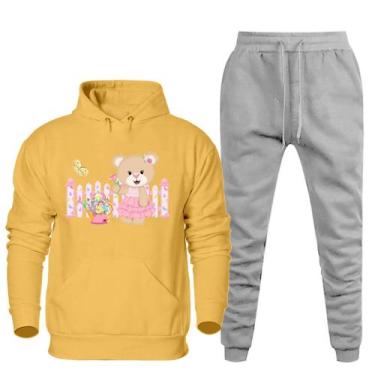 Imagem de Conjunto Abrigo Moletom Feminino Plus Size Canguru Numeraçao Especial 