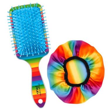 Imagem de Kit Escova De Cabelo + Touca Cetim Coleção Pride Marco Boni, Colorido