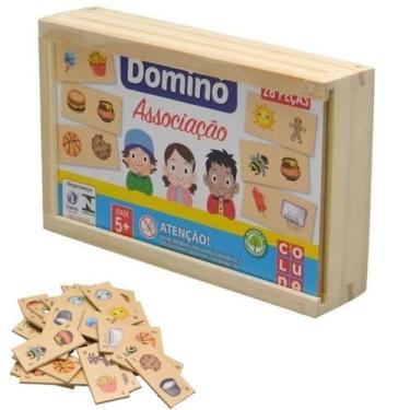 Imagem de Dominó Educativo Infantil Associação De Ideias 28pçs Madeira - Pais e 