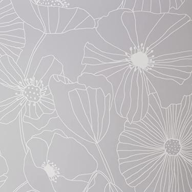 Imagem de Papel de parede cinza floral linear
