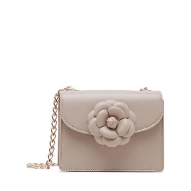 Imagem de Anne Klein Bolsa transversal com aba em caixa com aplique floral e estojo de cartão, pedra, Pedra, Small