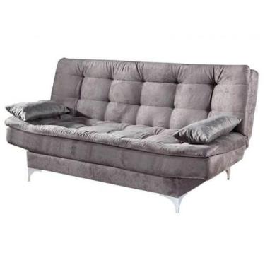 Imagem de Sofá Cama Agatha Casal 3 Lugares com Encosto Reclinável Cor Cinza - Es