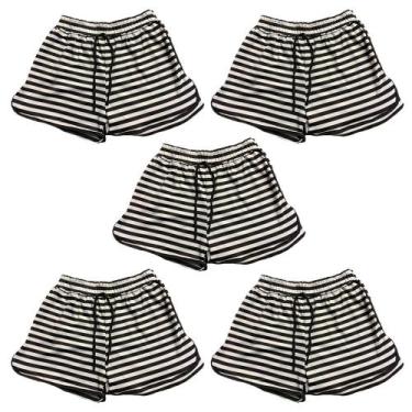 Imagem de Kit 5 Short Saída Praia Listrado Feminino Fristyle Verão Moda, M