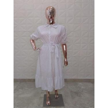 Imagem de Vestido midi com botões frontais, manga e faixa para amarrar na contur