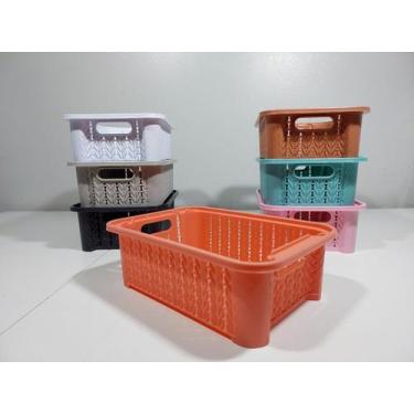 Imagem de Kit 5 Cestos Organizadores Multiuso - TF Solados, Rosa Bebe