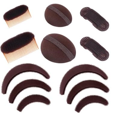 Imagem de Pente de cabelo invisível de esponja base para volume e almofadas de cabelo falso - Ferramenta de inserção de estilo e acessórios de extensões de cabelo (marrom)