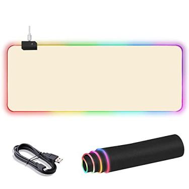 Imagem de Mouse Pad RGB Grande para Jogos, Iluminação com 14 Modos, Microfibra Superior, Base Antiderrapante, 800 x 300 mm / 31.5 x 11.8 Polegadas, Lomiluskr, AJAZZ, Chá ao Leite