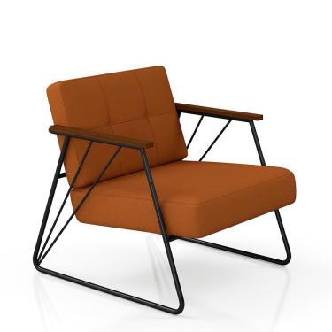 Imagem de Poltrona Estofada Columbia Estilo Industrial Preto/terracota - M.a