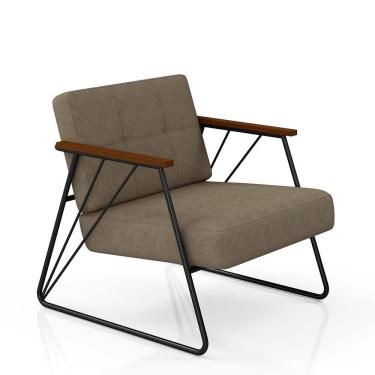 Imagem de Poltrona Estofada Columbia Estilo Industrial Preto/capuccino - M.a
