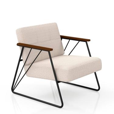 Imagem de Poltrona Estofada Columbia Estilo Industrial Preto/bouclé Off - M.a