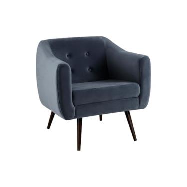 Imagem de Poltrona Decorativa Sala de Estar Pés Palito Cuddle Veludo Azul Marinho G17 - Gran Belo