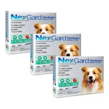 Imagem de 3 Nexgard Para Cães De 10 A 25 Kg 9 Cp Antipulga E Carrapato