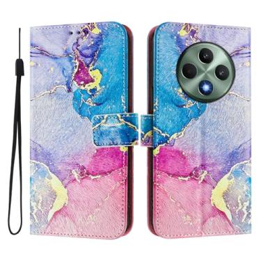 Imagem de Capa carteira para Oppo Reno12 F, 3 compartimentos para cartão, 1 compartimento para dinheiro, capa flip de couro PU com padrão fofo, capa com fivela magnética à prova de choque, compatível com sem