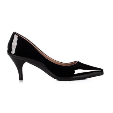 Imagem de Sapato Scarpin Feminino Jjojo Flora Salto Médio Fino 5cm, Preto, 38, F