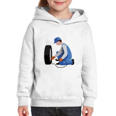 Imagem de Moletom Infantil Borracharia - Foca na Moda, Branco, 12