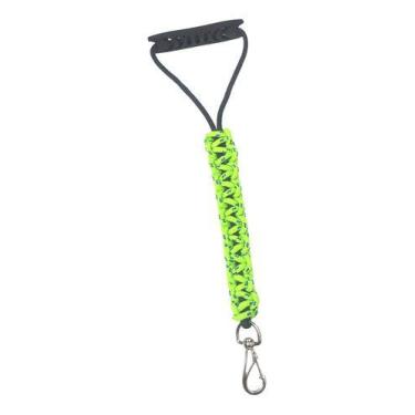 Imagem de Guia Curta Paracord Artesanal Passeio Cães - P.H Pet, Preta com Verde 