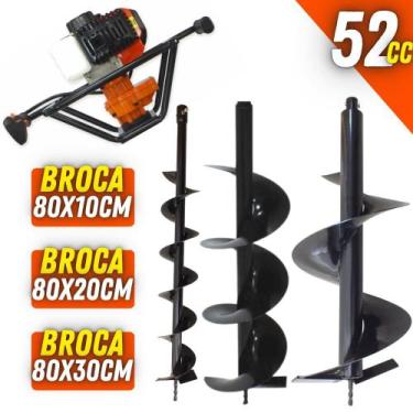 Imagem de KIT Perfurador de Solo Vulcan VPS520 2T 2,5CV com Broca 80x20cm + Broc
