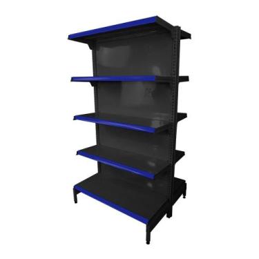 Imagem de Gôndola Prateleira Preta 5 Níveis 40x30 New Plus 1,70 Central Inicial 