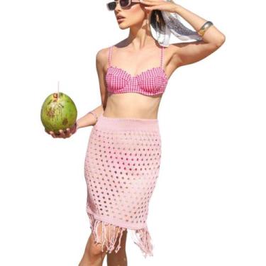 Imagem de Saia Franja Saída Praia Tricot Moda Verão - FIORELLA TRICOT, Preto