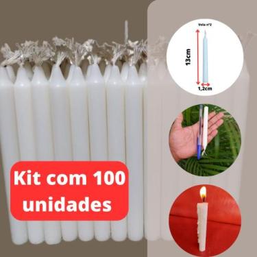 Imagem de Kit 100, 50, 20 e 10 Velas Brancas Palito Nº 2 (13,5 cm x 1,2 cm) - Sã