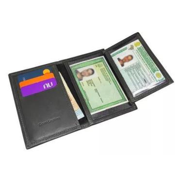 Imagem de Carteira Porta Cartão Masculina Couro Legitimo RG CNH - Cosenza, Cinza