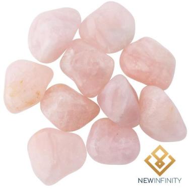 Imagem de 10 Pedras Roladas de Quartzo Rosa cristal Natural 2cm Amor e autoestim