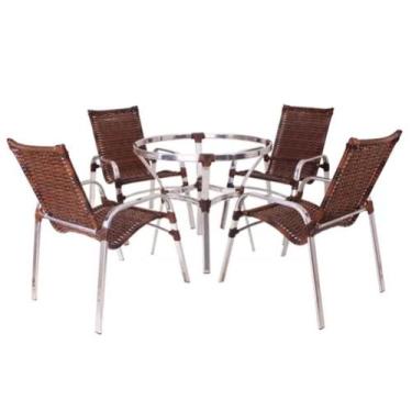 Imagem de Kit 4 Cadeiras Emily e Mesa Ascoli Adaptada em Alumínio Para Área, Pis