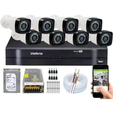 Imagem de Kit Cftv 8 Cameras Segurança Hd Dvr MHDX Intelbras C/ HD 1TB