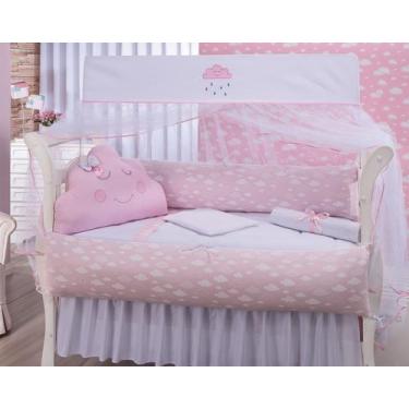 Imagem de Kit enxoval para berço nuvem rosa menina - MEDINA CONFECÇÕES