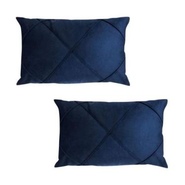 Imagem de Kit 2 Capas para Almofada Drapeada em Veludo Retangular 50x30 com Ench