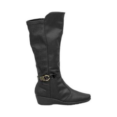 Imagem de Bota Preta Cano Alto Salto Anabela | Comfort-Feminino