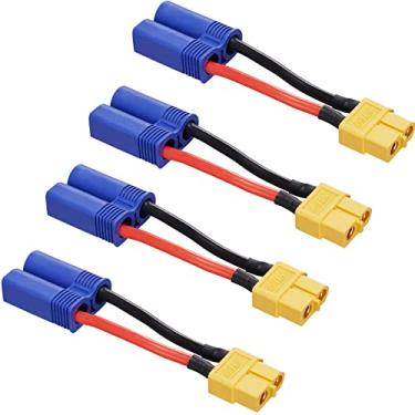 Imagem de ZHOFONET- Adaptador de conector macho EC5 para fêmea XT60, cabo de extensão XT60-EC5 de 4 peças, adaptador de bateria RC com fio de silicone 14AWG de 5 cm para bateria LiPo Micro FPV Dr