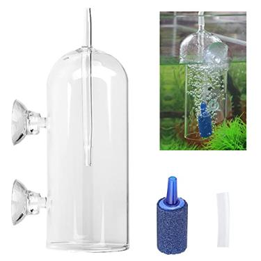 Imagem de Bilindasly Copo de vidro borbulhador de oxigênio de ar de aquário difusor de CO2 dispositivo de oxigênio de ar com tubo de água, pedra de ar de sucção, alto oxigênio dissolvido para aquário