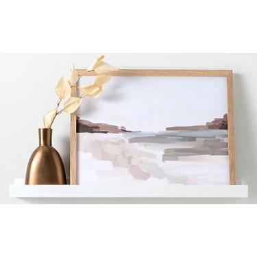 Imagem de Prateleira flutuante de madeira de pinheiro branco de 61 cm | Ideal para quarto, cozinha, banheiro, escritório, fácil instalação, ferragens de montagem incluídas