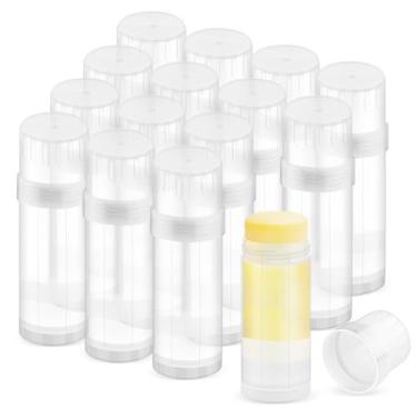 Imagem de DMuuuDM Pacote com 15 recipientes de desodorante de plástico de 60 ml, recipiente redondo vazio para desodorante caseiro, sabonete em bastão para barbear, protetor labial de calcanhar, barras de loção