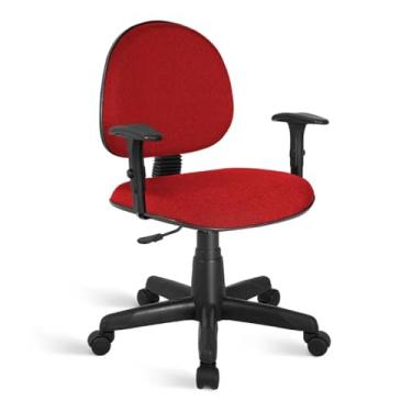 Imagem de Cadeira De Escritório Home Office Estofada Em Tecido Ergonômica Executiva Com Braço Preto Estrela De Aço Rodízio Nylon Escritex (Vermelho com Preto)