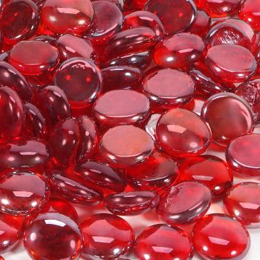 Imagem de vchin Contas de vidro para fogueira, pedras de vidro temperado refletivas de brilho vermelho para lareira natural, propano ou gás, mesa de fogueira, mármores de vidro para vaso, paisagismo, decoração